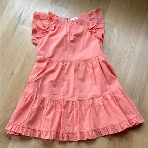 &merci Coral Ruffled Tiered Sleeve Dress